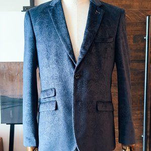 Cavani Paisley Velvet Blazer - Navy - Worn Once - 38R
